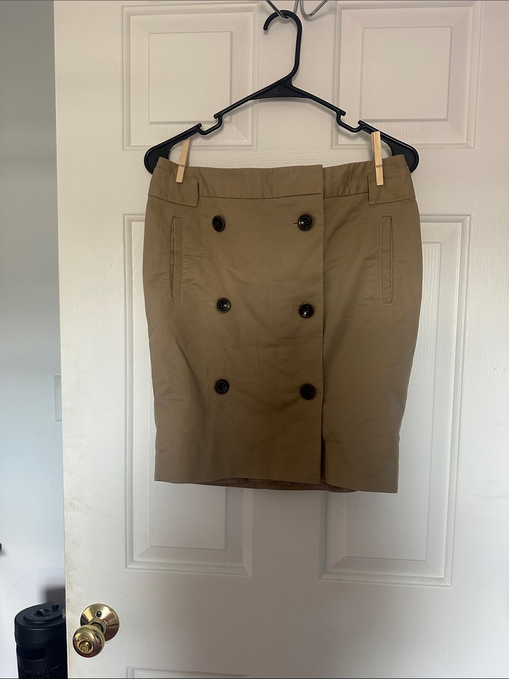 LOFT Khaki Double-Breasted Pencil Skirt